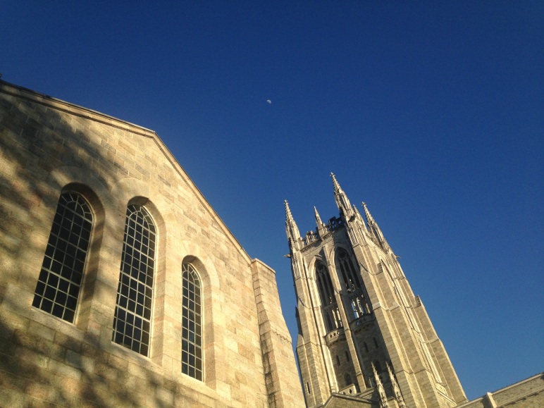 Church of the New Jerusalem Cathedral Looking Up at the Moon
